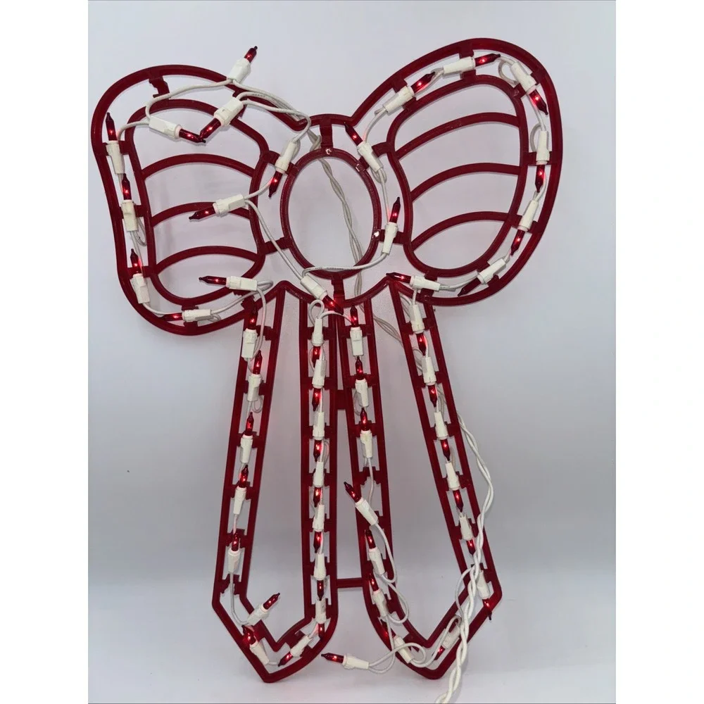Red Bow Light Up Window Display Christmas Holiday Decor Sign Electric 17